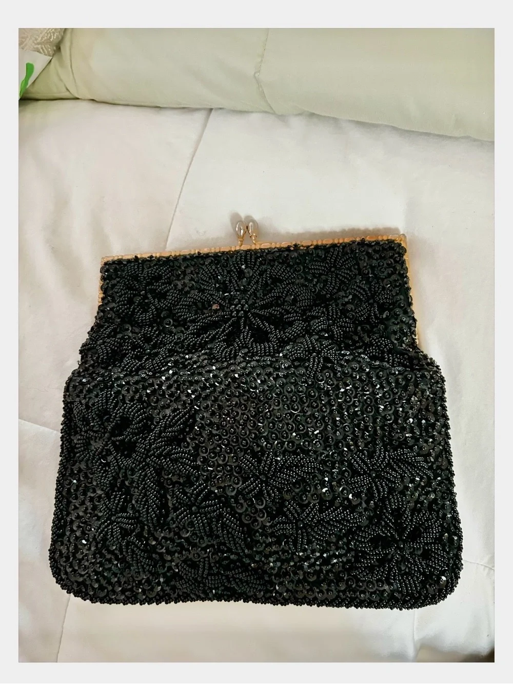 Crystal-Embellished Silver Evening Bag